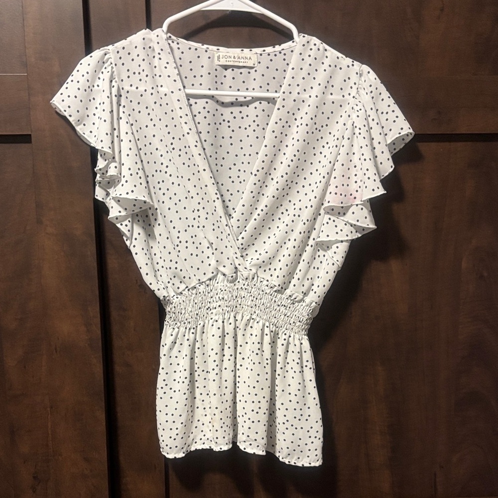 Jon & Anna Black and White Dotted Blouse